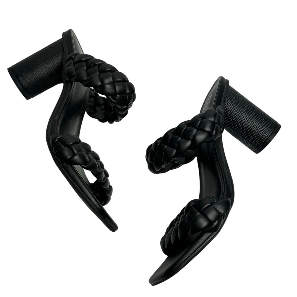 A New Day Black Woven Dual Strap Chunky Heels 6